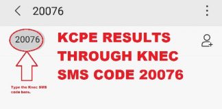 How to compose and send a message to Knec SMS code 20076 for your KCPE results.