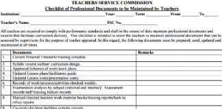 TSC Checklist of documents