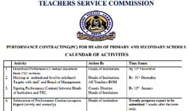 TSC performance Contracting Calendar of Activities