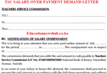 TSC salary over payment demand letter to a teach.