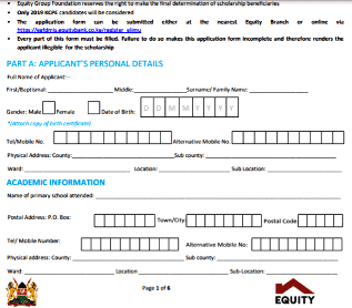 The Elimu Scholarship Application Form 2023