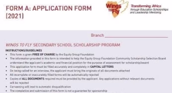 Equity Wings to fly scholarship for 2022 form ones; Application form, requirements and how to apply