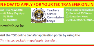 TSC teachers online transfer application guide.