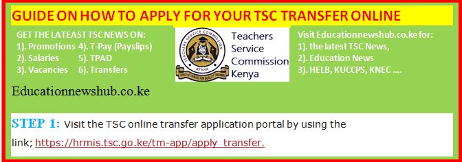 TSC teachers online transfer application guide.