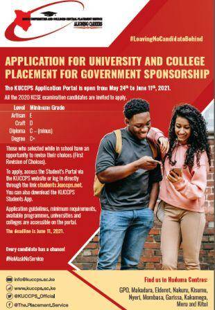 Kuccps portal now open for Course applications, revisions by KCSE 2022 candidates