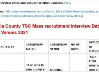 TSC mass recruitment interview dates and venues for Busia County