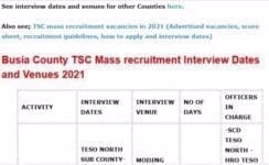TSC mass recruitment interview dates and venues for Busia County