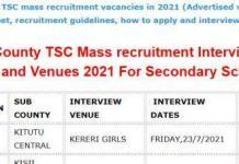 TSC mass recruitment interview dates and venues for Kisii County