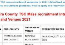 TSC mass recruitment interview dates and venues for Nyamira County