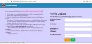 TSC profile update requirements, online link and procedure 1 TSC profile update online portal