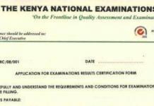 Application for statement of examination results form - KNEC.