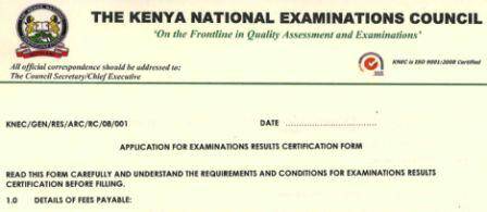 Application for statement of Knec examination results form free PDF download – KNEC