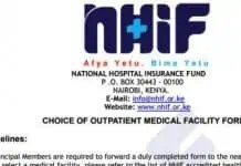 NHIF change of facility form