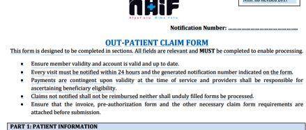 NHIF Outpatient Claim Form Free PDF Download