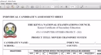KCSE 2021 COMPUTER PROJECT- KNEC GIVES NEW SCORING GUIDE