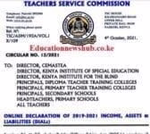 2021 wealth declaration by TSC Teachers (Simplified Procedure, Circular, Deadline) 1 TSC Wealth declaration 2021