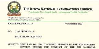 Knec Circular on persons allowed at exam centres
