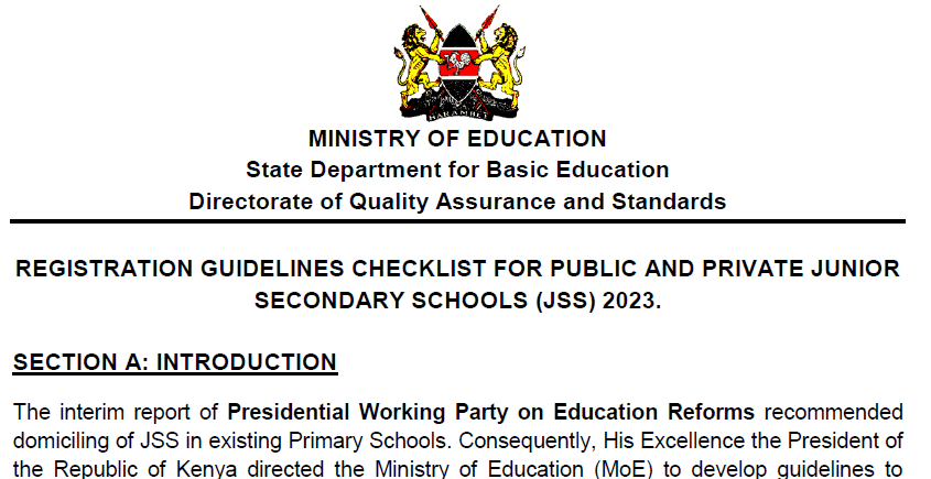 Junior Secondary Schools Registration Guidelines