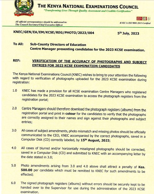 Knec announces dates for verification of KCSE 2023 candidates’ photos and subjects