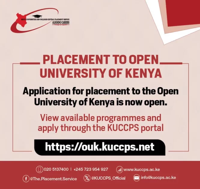Kuccps opens Application for admission to the Open University of Kenya 2023/2024