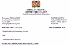 2024 Form One Joining Instructions online and admission letters