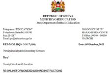 2024 Form One Joining Instructions online and admission letters