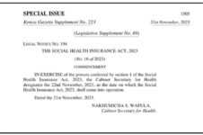 The Social Health Insurance Act 2023 replaces NHIF; Full details