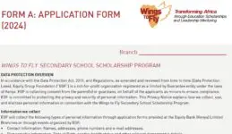 Equity Bank Wings to fly scholarship application form