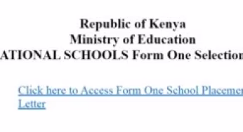 2024 Form One Selection Results through SMS, Online