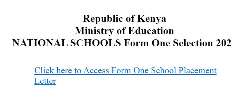 Form one admission letters 2024