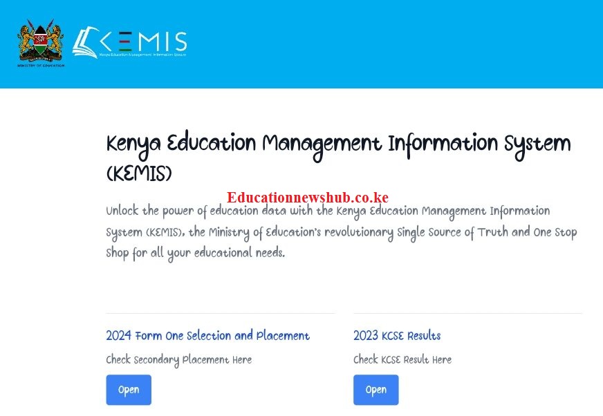 Kemis portal for form one admission letters and KCSE results