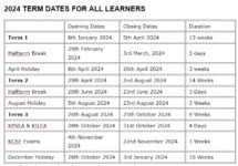 Revised and Final 2024 School Term Dates and Academic Calendar