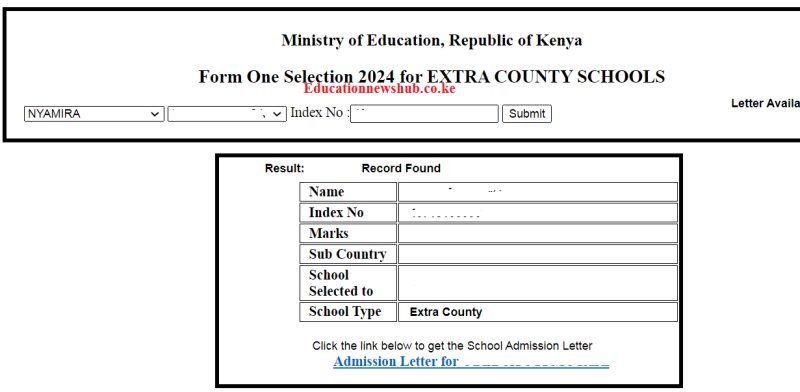 Form one admission letter available for download