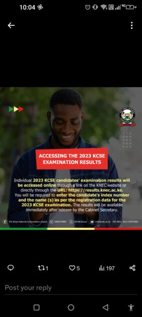KCSE 2023 results portal