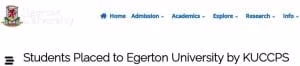 Egerton University Admissions