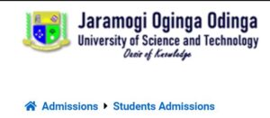 Jaramogi Oginga Odinga University Kuccps admission letters & Pdf Lists portal login