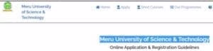 Meru University KUCCPS admission letters download, Portal login 1 Meru University Admissions Portal