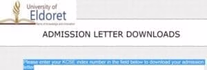 UOE KUCCPS letters & PDF lists Portal 1 University of Eldoret Kuccps admission letters and Lists download