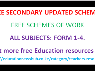 Free Secondary school updated schemes of work