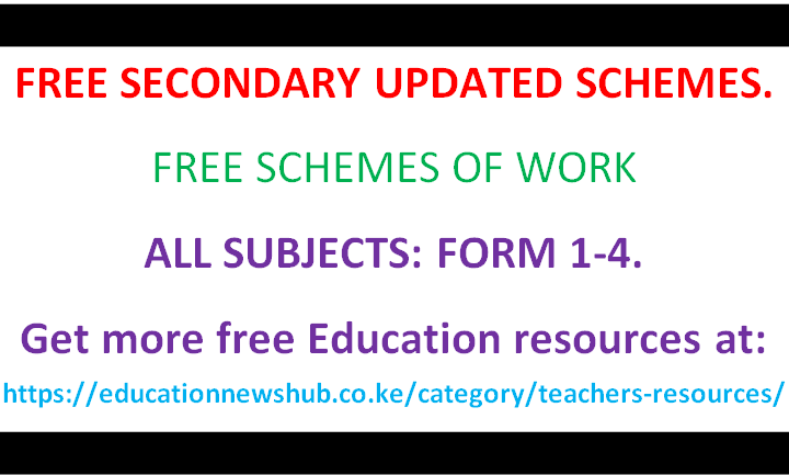 Free Secondary school updated schemes of work