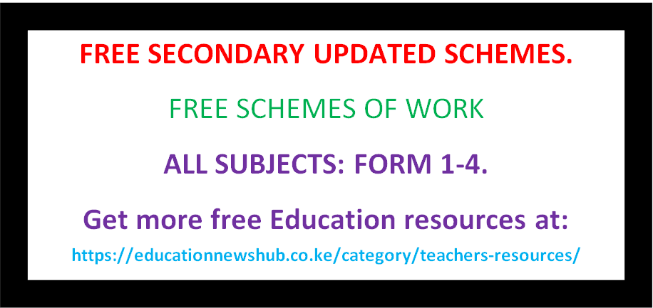 Free Secondary school updated schemes of work