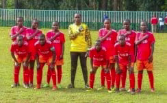 St Joseph Girls soccer team from Kitale TransNzoia County, Rift Valley Region, pose for a group photo during a past match.