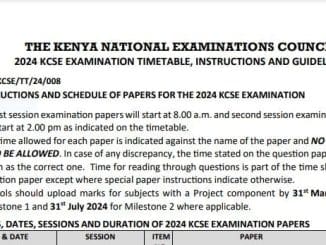 KCSE 2024 revised & final timetable free download