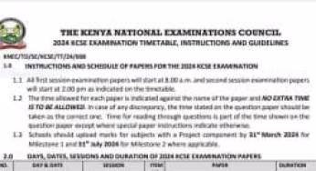 2024 KCSE Final Timetable