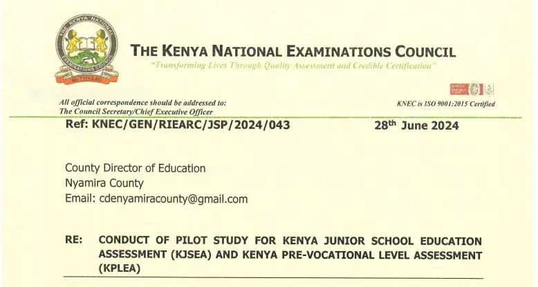 Knec circular on KJSEA and KPLEA data collection