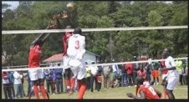 A past KSSSA action in Boys' volleyball.