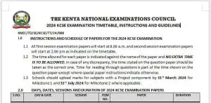 KCSE 2024 revised & final timetable free PDF download