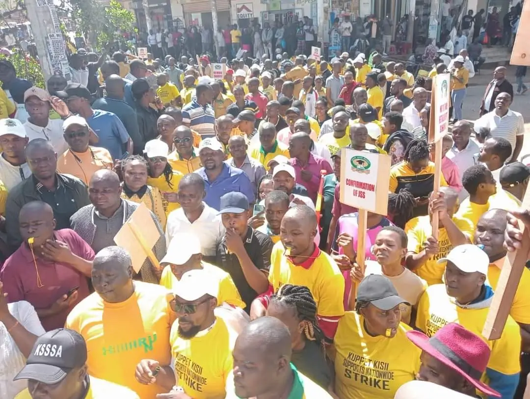 Teachers participating in a past strike in pursuit of salaries and allowances increase by the Teachers Service Commission, TSC. Photo/File