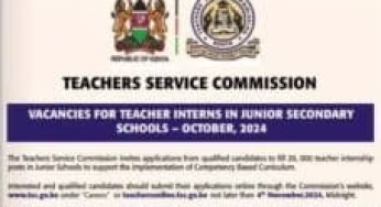 TSC Guidelines for recruitment of JSS Intern Teachers 2024/2025