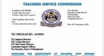 Latest TSC Guidelines for Recruitment of Secondary & Junior School Teachers 2024-2025